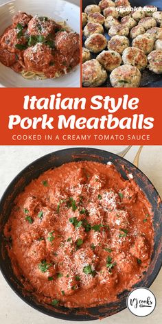 italian style pork meatballs cooked in a creamy tomato sauce