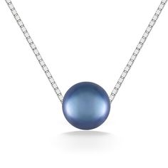 44341 - 14K White Gold - Na Keiki (Children's) Blue Akoya Pearl Slider Pearl Jewlery, Slider Necklace, Akoya Pearls, Fine Jewels, Sliders, White Gold, Blue, Gold