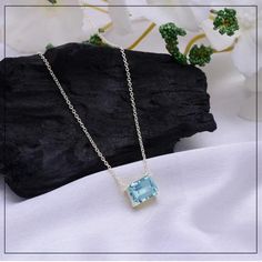 Dainty Pendant Gemstone Pendant, Aquamarine Pendant Solitaire Necklace, Blue Stone Necklace for Women, Birthstone Necklace Gifts Idea ----------------------------------------------------------------------------------------------------------------------------------------------------------------------------------- ★PRIMARY STONE DETAILS ★ * STONE NAME:- Aquamarine * STONE SHAPE:- Octagon * STONE SIZE:- 7X9 mm * APPROXIMATE STONE WEIGHT:- 1.80 CT * STONE PIECE:- 1 * STONE COLOR: Blue * STONE CLARITY: AAA * SETTING USED:- Prong * STONE CUT & POLISH:- Excellent * TRANSPARENCY:- Transparent * BIRTHSTONE:- March ✔✔On Customer Demand We Offer Certificate Also. ✔✔Our Jewelry Will Not Turn Black. Because It Is Highly Polished. ✔✔ All Our Stones Are Of AAA Quality ✔✔Customer Will Get Same Necklace As Necklace Blue Stone, Blue Stone Necklace, Solitaire Necklace, Aquamarine Pendant, Dainty Pendant, Solitaire Necklaces, Aquamarine Stone, Wedding Jewellery Necklace, Necklace Blue