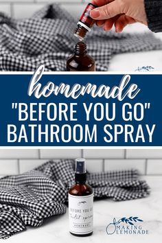 someone is using a bottle of homemade bathroom spray