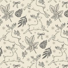 a christmas pattern with deers and pine cones