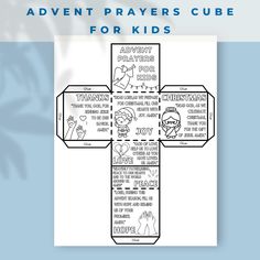 a cross with the words and symbols for children's bibles on it, in black and white