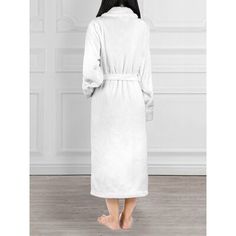 Accented with satin and waffle trim to give a luxurious feel, their fleece robe is super soft, lightweight, yet warm at the same time. This robe comes with a waist strap so you can adjust for perfect fit and 2 side pockets to keep all your essentials! The robe is constructed with 260 GSM of high-quality microfiber polyester that is soft to touch, easy to care for, and lightweight at the same time. Everly Quinn Color: White, Size: L/XL | Everly Quinn Lamson Fleece Female Mid-Calf Bathrobe w / Poc Solid Color Long Sleeve Robe For Loungewear, Cozy White Robe For Winter, White Long Sleeve Robe For Loungewear, White Long Sleeve Winter Robe, Cozy White Winter Robe, White Long Sleeve Robe For Relaxation, White Long Sleeve Home Robe, White Winter Sleep Robe, White Long Sleeve Relaxation Robe