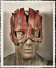 Wooden leather mask Wooden Mask, Handmade Mask, Half Mask, Shoulder Armor, Leather Mask, Leather Dye, Eye Masks, Favorites List, Buffalo Leather