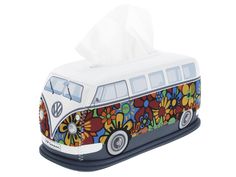 a tissue dispenser with a vw bus design on it