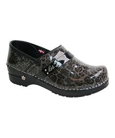 Look what I found on #zulily! Gray & Black Leopard Koi Professional Leather Clog by Sanita #zulilyfinds Scrubs Nursing Uniforms, Nurse Rock, Grey Leopard, Leather Clog, Medical Outfit, Scrubs Nursing, Leather Clogs, Black Leopard