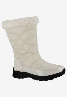 The Cuddle Easy Dry Boot by Easy Street is cozy on the inside and weather-ready on the outside. The soft, quilted nylon shaft with decorative stitching White Snow Boots, Snow Boots For Women, Construction Fabric, Adventure Boots, Womens Waterproof Boots, Weather Boots, Waterproof Winter Boots, White Snow, Decorative Stitching