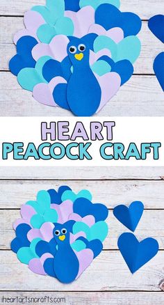 paper heart peacock craft for valentine's day