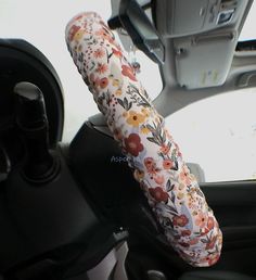 the inside of a car with an umbrella in it