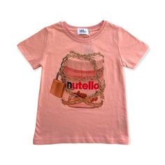 Description: Playful pink T-shirt featuring a bold Nutella jar graphic wrapped in glittering chain and lock details. Crafted from soft fabric for comfort, with a classic crew neckline and short sleeves for easy, everyday wear. A trendy and eye-catching piece that adds a touch of humor and style to your casual wardrobe. Material & Care: Made from breathable cotton with high-quality printed and embellished details. Machine wash cold on a gentle cycle; air dry. Avoid direct heat or ironing over emb Nutella Jar, Rainbow Pearl, Purple Mermaid, Rainbow Crystal, Pink T Shirt, Pink Tie Dye, Tie Dye Shorts, Pink Ties, Puff Sleeve Blouse