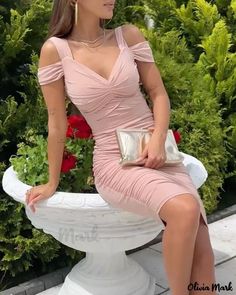 Olivia Mark - Chic Ruched Cold Shoulder Party Dress Maxi Bodycon Dress, Estilo Chic, Chiffon Maxi Dress, Mermaid Dress, Event Dresses, Spaghetti Strap Dresses, Guest Dresses, Dress Fabric, Elegant Dresses