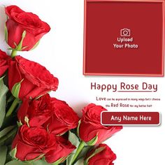 Red Rose Good Morning Photo Frame With Name Valentine Day Week, Birthday Wishes Flowers