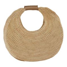 Grass woven bag in a pleasing round shape and finished with the finest Italian leather handle. 12x12x3 inches. Protective dust bag included. Chic Woven Beach Bag With Round Handle, Beige Straw Shoulder Bag With Round Handle, Luxury Straw Bag With Braided Round Handles, Elegant Bags With Round Handle In Natural Color, Elegant Natural Bag With Round Handle, Summer Woven Leather Bag With Round Handle, Beige Straw Bag With Woven Leather And Round Handle, Luxury Beige Straw Bag With Round Handle, Vacation Shoulder Bag With Woven Leather And Round Handle