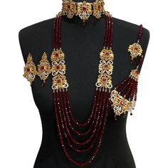 bridal jewellery set. Set includes- Necklace  Mala  Earrings  Jhumar  Tikka Bollywood Style Ruby Jewelry For Festive Occasions, Festive Bollywood Style Ruby Jewelry, Bollywood Style Festive Ruby Jewelry, Hand-set Jewelry For Diwali Reception, Elegant Bridal Sets For Marriage During Diwali, Temple Jewelry Chandbali For Wedding, Chandbali Wedding Jewelry For Diwali, Wedding Chandbali Jewelry For Diwali, Tilla Jewelry For Diwali And Wedding