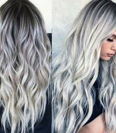 Women Silver Ombre Grey white Party Middle Parting Highlight Long Hair Full Wigs, #AD, ##Wigs, #Ad, #Full, #Hair, #Long Silver Wigs, Blonde Waves, Long Curly Wig, Curly Hair Wig, Short Hair Wigs, Grey Hair Color, Long Wigs, Medium Hair Cuts, Ash Blonde