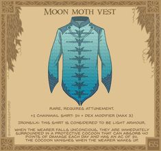 an image of a blue shirt with the words moon moth vest on it