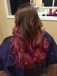 Pink And Brown Hair Dye, Dark Pink Hair Dye, Dye For Brown Hair, Hair Dye For Brown Hair, Pink Highlights Brown Hair, Magenta Hair Dye, Brown Hair With Pink Highlights, Brown And Pink Hair