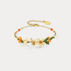 Dreamy Cottagecore, Blossom Bracelet, Orange Jewelry, 18k Gold Bracelet, 18k Gold Chain, Jewelry Accessories Ideas, Dope Jewelry, Cottagecore Aesthetic, Classy Jewelry