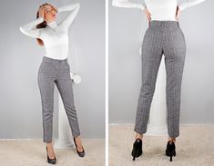 High waisted woolen trousers Material: Wool Fabric: wool-100% Details - a belt with loops - a button - a zipper - front yokes - italian pockets - back yokes - slits down on the hem SIZES: Tops and Bottoms Size XS                                                                                                  bust- around 34" / 84 cm  waist- around 24''/ 62 cm hips- around 34''/ 86 cm Size S bust- around 35''/ 88 cm waist- around 26''/ 66 cm hips- around 36''/ 90 cm Size M bust- around 37''/ 92 cm waist- around 28''/ 70 cm hips- around 37''/ 94 cm Size L bust- around 38''/ 96 cm waist- around 30''/ 74 cm hips- around 38''/ 98 cm Size XL bust- around 39''/ 100 cm waist- around 31''/ 78 cm hips- around 40''/ 102 cm Size XXL bust- around 41''/ 104 cm waist- around 33''/ 82 cm hips- around 42'' Tailored Winter Pants With Belt Loops, Tailored High Waist Pants For Winter, Tailored High Waist Winter Pants, Business Casual Ankle-length Bottoms For Winter, Ankle-length Pants With Welt Pockets For Winter, Winter Office Pants With Pockets, Winter Dress Pants With Belt Loops, Winter Business Casual Pants With Belt Loops, Winter Office Straight Dress Pants