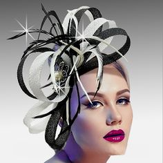 Exquisite Black And White Couture Fascinator Headband - The Epitome Of Elegance And Style! Adorned With Stunning Ribbon Details And Dazzling Jewels, This Headband Is A True Showstopper That Will Elevate Any Outfit To New Heights Of Sophistication. Whether You're Heading To A Tea Party, A Church Event, Or A Special Occasion, This Gorgeous Accessory Is Sure To Turn Heads And Make You Feel Like A True Fashion Icon. Don't Miss Out On This Must-Have Piece - Shop My Collection Now And Add A Touch Of G Elegant Black Formal Headband, Elegant Hair Accessories For Royal Ascot, Elegant Hair Accessories For Evening At Royal Ascot, Elegant Evening Hair Accessories For Royal Ascot, Black Elegant Formal Hair Accessories, Elegant Black Formal Hair Accessories, White Headband For Royal Ascot Party, White Hair Accessories For Kentucky Derby Evening, Elegant Black Headband For Evening