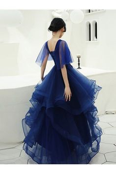 Shop Beautiful Royal Blue Ruffles Cheap Prom Dress Beaded With Tulle Sleeves online. SheProm offers formal, party, casual & more style dresses to fit your special occasions. Cheap Prom Dresses With Sleeves, Royal Blue Tulle Prom Dress, Blue Prom Dress Sleeves, Royal Blue Prom Dress Long Sleeve, Royal Blue Dress Aesthetic, Fluffy Dresses Long, Blue Dress Aesthetic Royal, Blue Prom Dress With Sleeves, Yule Ball Dress Ravenclaw