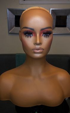 This Glammie name is Jakayla! She is  extremely realistic & beautiful. She's also Very sturdy, durable & transfer proof! Our Custom Glammies (Glam Mannequins) are made for wigs & apparel display. props not included! Faster shipping may be available upon request. Please note that all Glammies are hand crafted and custom designed  All Glammies are sprayed with a sealant! However,  they are still fragile! For longevity please handle Glammie with care at all times including when unboxing your Glammie upon arrival! Care instructions will be included in your package! There is an anti friction sticker that can be pierced to place your mannequin on a stand.   The mannequins ears are pierced.  All sales are final , however if your mannequin arrives damaged please contact us for a resolution! Mannequin Makeup, Apparel Display, Esthetician School, Clothing Displays, Display Props, Mannequin Head, Mannequin Heads, School Help, Style Ideas