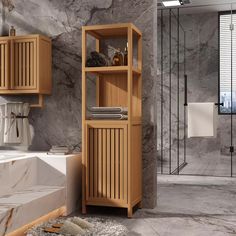 a bathroom with marble walls and flooring