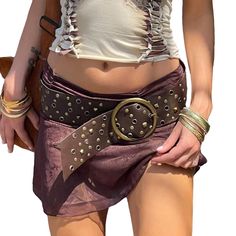 PRICES MAY VARY. Material: Retro punk belt, Y2k leather wide waist belt for women made with high quality artificial leather and alloys, flexible and durable, not easy to fade or break. Chic cinch waistband belt, riveted pin trim, gothic streetwear belts. Feature: Fairy grunge PU belt, rivet waistband belt, metal buckle patchwork leather belt, hollow hole style, O ring buckle, asymmetric design, punk grommet jeans belt, adjustable waistband belts, vintage wide belt for dress pants, goth gunge bel Belts Aesthetic, Luxury Belts For Men, Brown Accessories, Boho Belts, Leather Rivets, Luxury Belts, Cowboy Style, Vintage Belts, Cow Boy