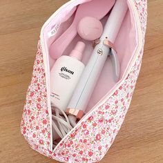 handmade quilted hair tool bagapprox. 40cm x 8cm x 12cmsolid light pink interiorcream zipper Makeup Travel Bag, Hair Tool, Cute Gifts For Her, Shampoo Bottles, Handmade Cosmetics, Makeup Travel, Tool Bag, Makeup Bags Travel, Toiletry Storage