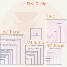 the size guide is shown for each type of item in this graphic diagram, and it shows