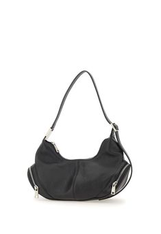 Osoi Cargo Hobo leather shoulder bag in black features a crescent shape with a zipper closure. It has an adjustable shoulder strap measuring approximately 90cm, zippered side pockets, and a single compartment with an interior pouch pocket. The dimensions are 18cm in height (including the handle), 29cm in length, and 11cm in depth.Gender: WOMENMaterial: 100% LEATHER;Color: BLACKMade in: REPUBLIC OF KOREAProduct ID: 24FWB03013001BLACK*Import tax/duty will be calculated at checkout (If applicable) Modern Black Hobo Bag With Zipper Pocket, Black Leather Baguette Bag With Zipper Pocket, Versatile Hobo Shoulder Bag With Silver-tone Hardware, Modern Black Baguette Bag With Zipper Pocket, Modern Crossbody Hobo Bag With Zipper Pocket, Evening Hobo Shoulder Bag With Zipper Pocket, Evening Shoulder Hobo Bag With Zipper Pocket, Modern Double Handle Hobo Bag With Zipper Pocket, Crescent Shape