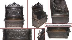 four different views of an ornate wooden box