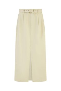 This stylish midi skirt from Yumi has been crafted from 100% Stone soft touch cotton. Be the envy of the office, or add to your weekend wardrobe for a flexible and flattering fit. The midi length with split hemline is practical, whilst the matching fabric covered belt really elevates this piece. Styling options are endless with this one, a jumper, shirt or cute Cami would look perfect! Midi Skirt With Belt, Stylish Midi Skirt, Work Wear Outfits, Skirt With Belt, Cotton Midi Skirt, Smart Dress, Lace Skater Dress, Weekend Wardrobe, Jumper Shirt