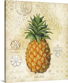 a painting of a pineapple on a white background