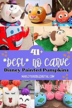 the best no carve disney painted pumpkins