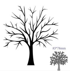 a tree with no leaves is shown next to the measurements for it's branches