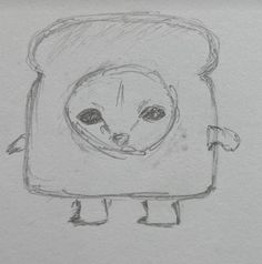 a drawing of a toaster with an alien face on it