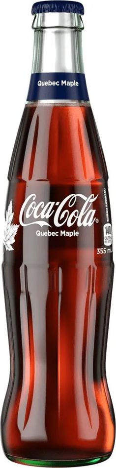 a bottle of coca - cola is shown on a white background with an image of the canadian maple leaf