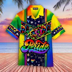 Love Pride LGBT Colorful - Hawaiian Shirt Multicolor Hawaiian T-shirt For Summer, Multicolor Vacation Shirt With All Over Print, Multicolor Hawaiian Shirt With All Over Print, Multicolor Hawaiian T-shirt For Beach Season, Multicolor All-over Print Hawaiian Shirt For Beach Season, Multicolor All Over Print Short Sleeve Shirt For Summer, Hawaiian Multicolor Tops With All Over Print, Hawaiian Multicolor Top With All Over Print, Casual Fitted Multicolor Hawaiian Shirt