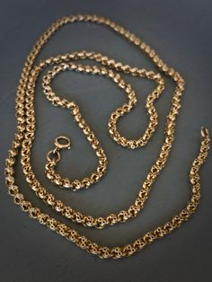 Victorian SOLID 9Ct. GOLD Fancy Link Chain 31" Long x 4mm / English 9K Solid Gold Handcrafted Chain Necklace / Antique c. 1890 - 1910 / OOAK by DesMOMENTS on Etsy Luxury Antique Chain Necklace For Formal Occasions, Luxury Gold Victorian Style Chain Necklace, Luxury Antique Single Strand Necklace, Luxury Gold Victorian Chain Necklace, Luxury Victorian Gold Chain Jewelry, Luxury Antique Jewelry With Wheat Chain, Crystal Quartz Earrings, Fancy Hands, Victorian Locket