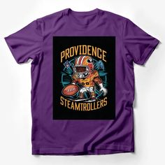 Providence Steamrollers Football Mascot T-Shirt, Vintage Sports Tee, Retro Athletic Fan Gear, Unique Graphic Design Shirt Male T-Shirt Custom graphic T-Shirt.Customize your color Blue Jackets Hockey, Graphic Design Shirt, Sports Team Apparel, Unique Graphic Design, Mens Tops Fashion, Metal T Shirts, Mens Athletic Wear, Retro Sports, Sports Tee