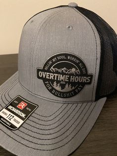 A great trucker hat with a custom engraved patch Richardson 112 snapback hat Six-panel Snapback Hat With Custom Logo For Outdoor, Black Six-panel Snapback Hat With Leather Patch, Black Snapback Hat With Curved Bill For Camping, Black Leather Patch Six-panel Snapback Hat, Black Curved Bill Snapback Hat For Camping, Trucker Hat With Custom Logo And Curved Brim, Trucker Hat With Curved Brim And Custom Logo, Black Trucker Hat With Leather Patch And Curved Bill, Custom Logo Flat Bill Baseball Cap For Outdoor