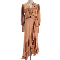 Item Specifics: Brand: Zimmermann Size: Au 1 / Us 6 Color: Biscuit (Light Brown) Measurements: Sleeve: 25 Inches Length: ~50 Inches Pit To Pit: ~17 Inches Waist: ~14 Inches Please Message Us With Any Questions, And We Will Get Back To You As Soon As Possible. Brown Small Stain On The Left Sleeve And A Small Hole In The Upper Back Near The Inside Brand Label. Spring Silk Wrap Dress, Maxi Length, Spring Wrap Satin Dress, Spring Silk Wrap Maxi Dress, Silk Wrap Maxi Dress For Spring, Silk Long Sleeve Maxi Dress For Cocktail, Long Sleeve Silk Maxi Dress For Cocktail, Silk Long Sleeve Cocktail Maxi Dress, Silk Long Sleeve Maxi Dress For Date Night, Silk Wrap Dress For Spring Formal