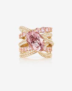 Morganite Bound Together Cocktail Ring | Stephen Webster – stephenwebster Pink Luxury Jewelry, Cocktail Ring Aesthetic, Diamond Cocktail Rings Unique, Cocktail Rings Diamond, Expensive Rings, Inexpensive Jewelry, High Jewelry Ring, Stephen Webster, Pink Stuff