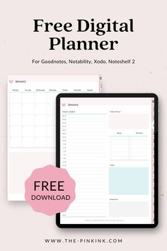 The Pink Ink Freebies. Do you want a FREE digital planner, FREE digital notebooks, FREE digital printables, and a FREE digital calendar to enhance your digital planning experience on your iPad? Sign up for the Pink Ink freebie library and grab these free digital products (and more) instantly! Study Planner Free, Digital Bullet Journal, Digital Weekly Planner, Online Planner, Weekly Planner Template