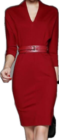 Elegant Red Belted Midi Dress, Red Belted Dress For Work, Red Fitted Belted Dress, Fitted Red Belted Dress, Red Bodycon Dress For Formal Fall Events, Red Bodycon Dress For Formal Fall Occasions, Red Mini Dress For Work, Red Midi Length Bodycon Dress For Office, Red Fitted Mini Dress For Office