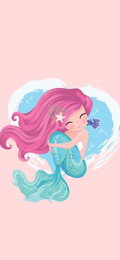 a little mermaid with pink hair is swimming in the water