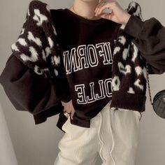 Product information:Pattern: letters/numbers/textStyle: Casual/Street/Punk/Hip Pop/Preppy/VintageFabric name: TencelColor: khaki. gray. white. blackStyle type: fresh and sweetDescription:ï»?span data-mce-fragment="1">Designed with letters pattern at front. features drop shoulders detailing.Size Information:Size: one size Oversized Brown Sweater With Graphic Print, Vintage Letter Print Sweater For Fall, Vintage Fall Sweater With Letter Print, Vintage Letter Print Sweater For Winter, Vintage Letter Print Winter Sweater, Brown Cotton Sweater With Graphic Print, Brown Letter Print Sweater For Winter, Brown Graphic Print Cotton Sweater, White Retro Sweater With Letter Print