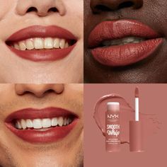 Smooth Whip Matte Lip Cream | NYX Professional Makeup Nyx Smooth Whip, Nyx Swatches, Makeup Looks Ideas, Lipstick For Dark Skin, Nyx Lip, Subtle Makeup, Natural Beauty Diy, Pretty Makeup Looks, Budget Beauty