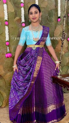 Half Saree Lehenga For Kids, Saree Function For Kids, Kids Half Saree Designs, Half Saree For Kids, Half Saree Function Kids